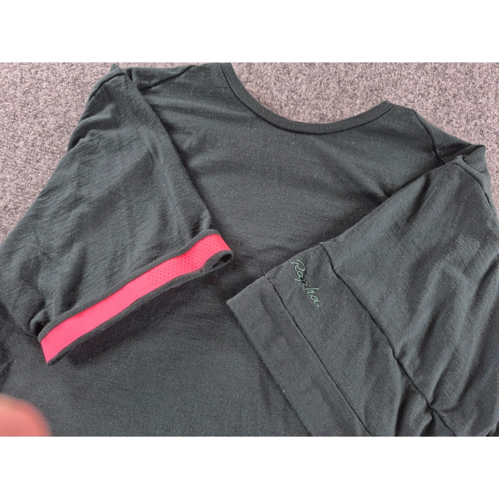 Rapha Merino T-Shirt Mens XL Green Pink Trim Cycling Lifestyle Base Layer